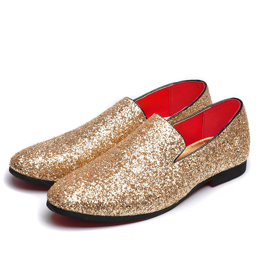 Gold 2025 sequin loafers